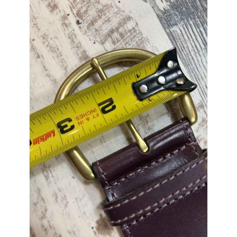 Ann Taylor Loft Dark Purple Wide Leather Belt Gold Buckle Studded XS Small